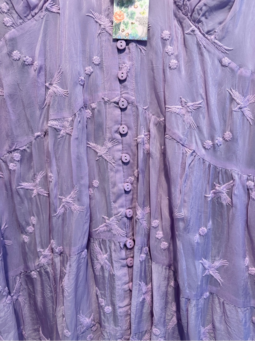 NWT Johnny Was Lavender Embroidered Button-Front Tunic Dress- XL - Picture 4 of 5